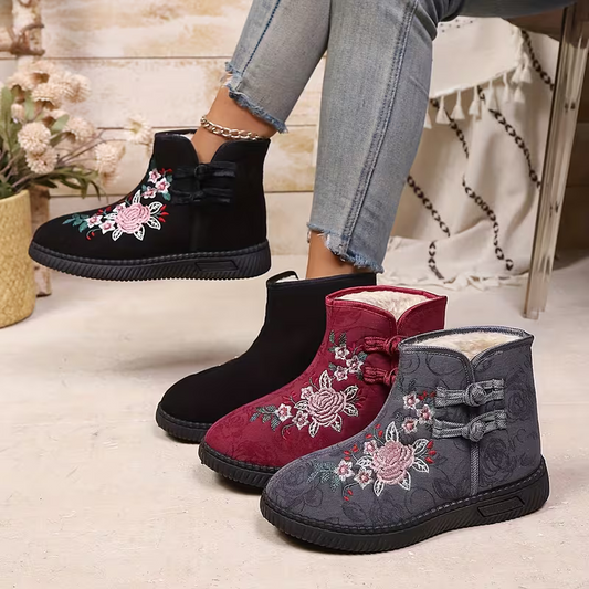 Warme winddichte Damen-Winterstiefel mit Ethnomuster – Ansicht 1