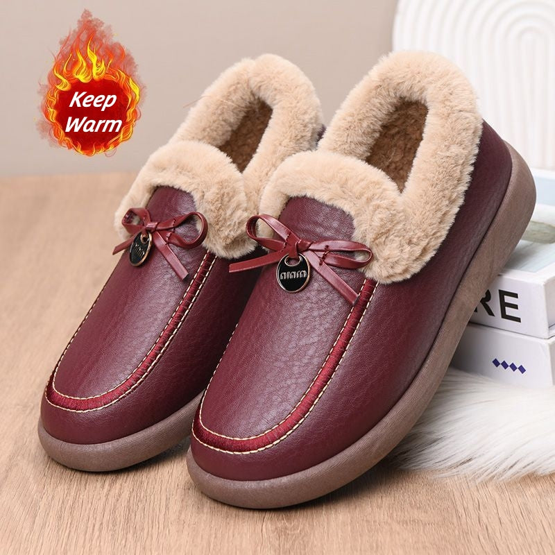 Warme wasserdichte Damen-Lederslipper – Ansicht 2