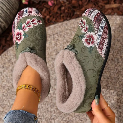 Warme Damen-Winterstiefeletten mit Blumenmuster – Ansicht 3
