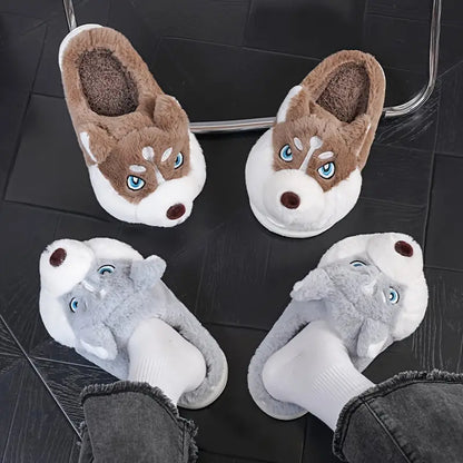 Warme Unisex-Plüschpantoffeln in Huskyform – Ansicht 5