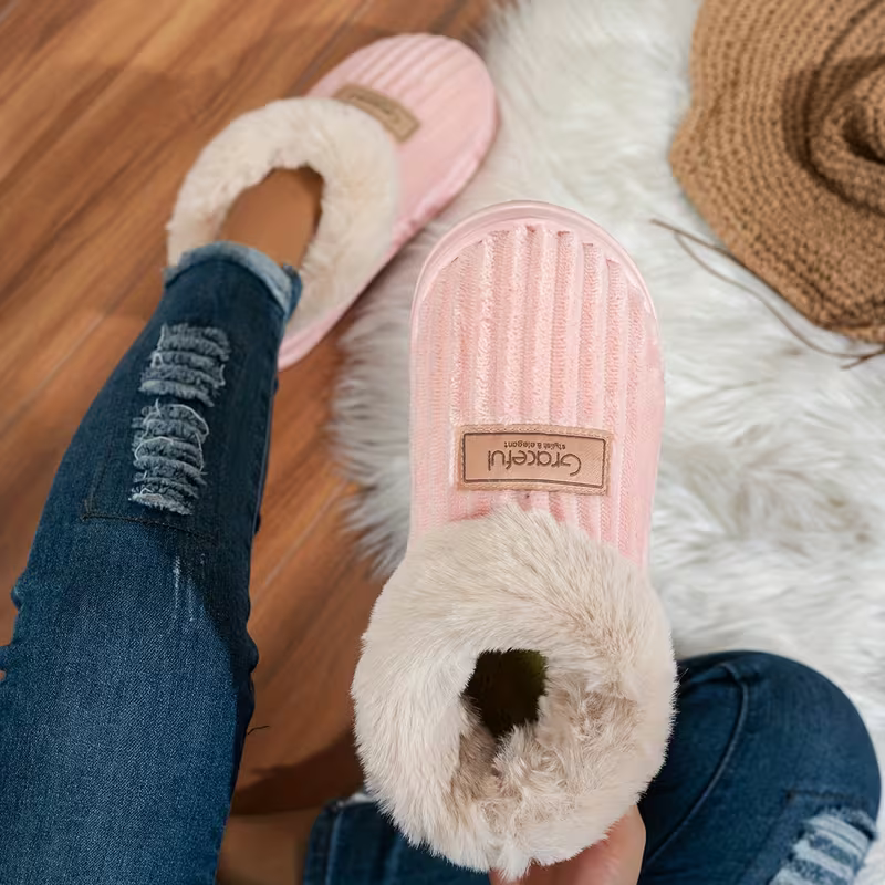 Weiche warme Damen-Pantoffeln mit dicker Sohle – Ansicht 3