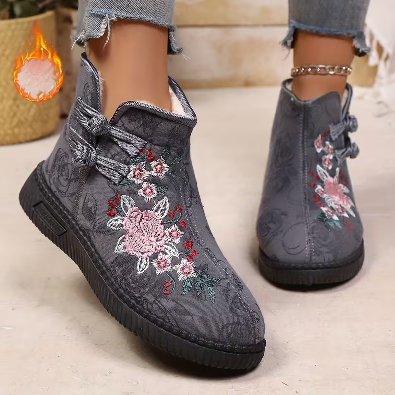 Warme winddichte Damen-Winterstiefel mit Ethnomuster – Ansicht 7