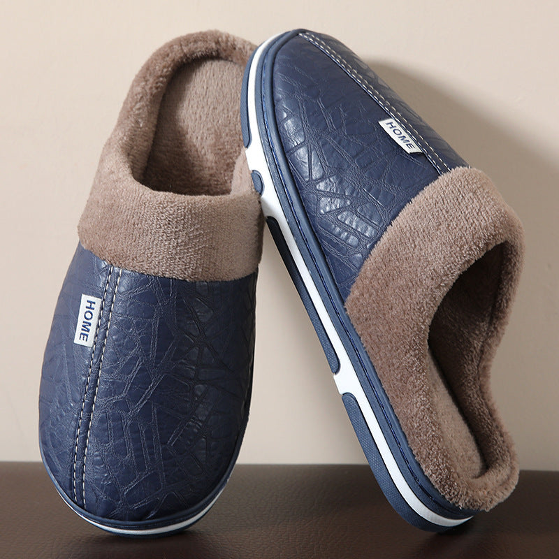 Warme wasserdichte Unisex-Lederpantoffeln – Ansicht 14