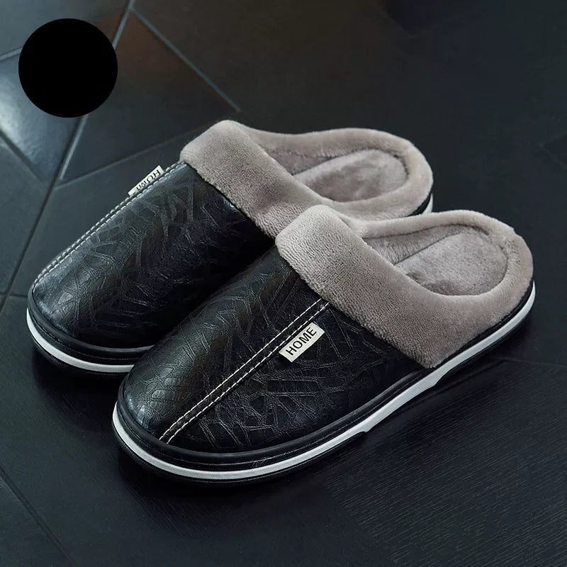 Warme wasserdichte Unisex-Lederpantoffeln – Ansicht 11