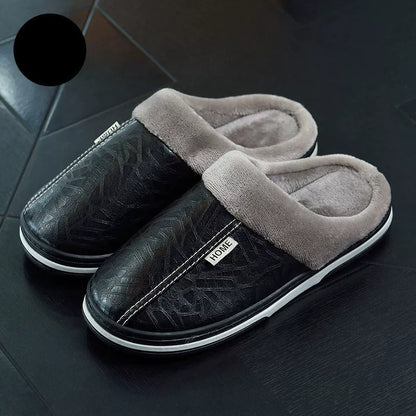 Warme wasserdichte Unisex-Lederpantoffeln – Ansicht 11