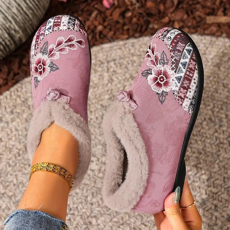 Warme Damen-Winterstiefeletten mit Blumenmuster – Ansicht 4