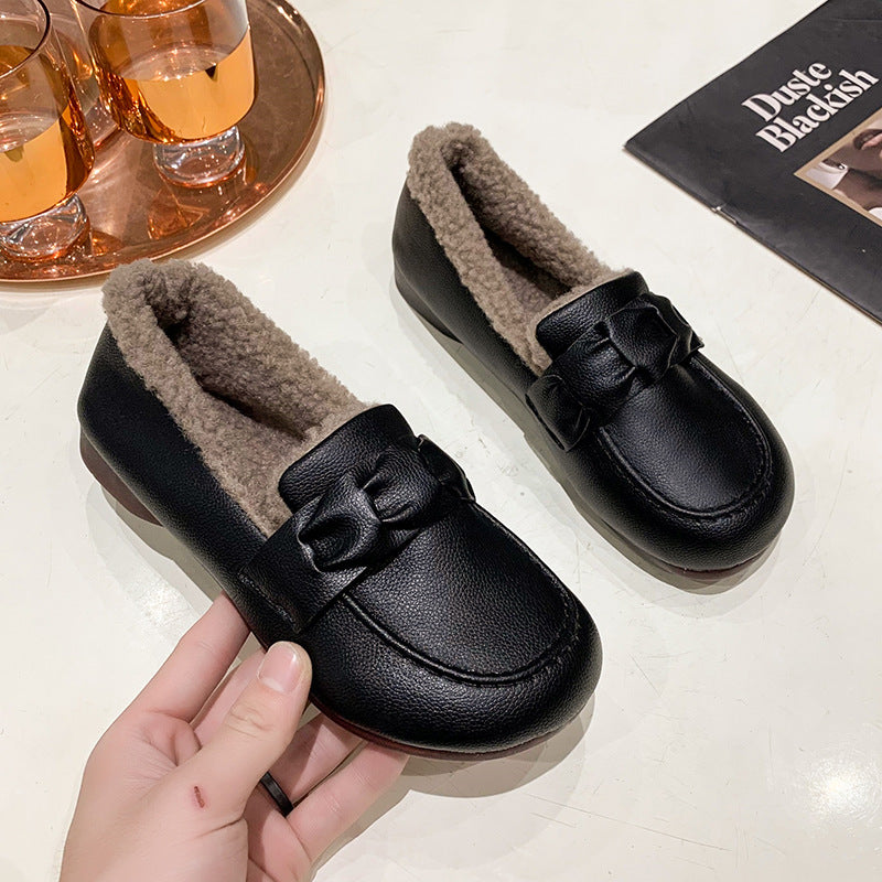 Bequeme warme flache Damen-Lederschuhe – Ansicht 13