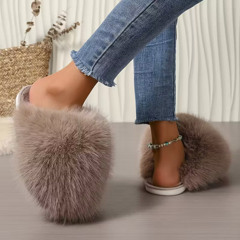 Elegante flauschige Damen-Pantoffeln – Ansicht 14