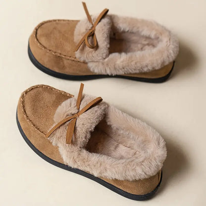 Warme Damen-Langflor-Slipper mit Schleife – Ansicht 10