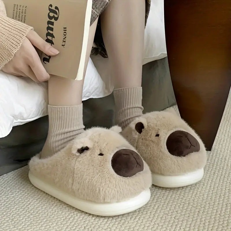 Niedliche warme Damen-Plüschpantoffeln mit Capybara-Motiv – Ansicht 12