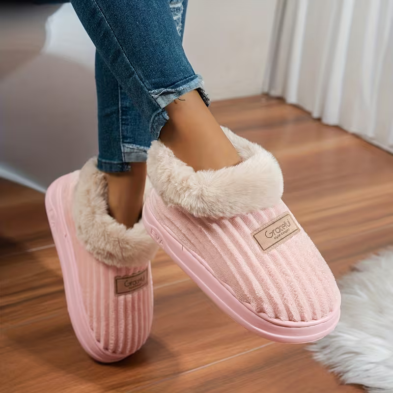 Weiche warme Damen-Pantoffeln mit dicker Sohle – Ansicht 9