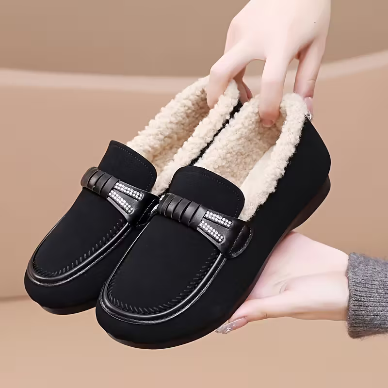 Damen-Winterschuhe mit Schleife und Strassdetails – Ansicht 2