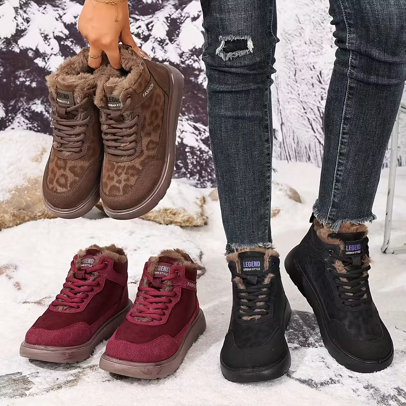 Gefütterte Damen-Stiefeletten mit Leopardenmuster – Ansicht 4