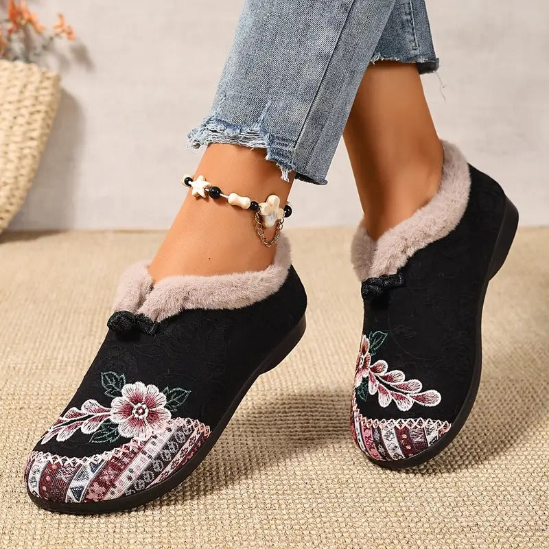 Warme Damen-Winterstiefeletten mit Blumenmuster – Ansicht 11
