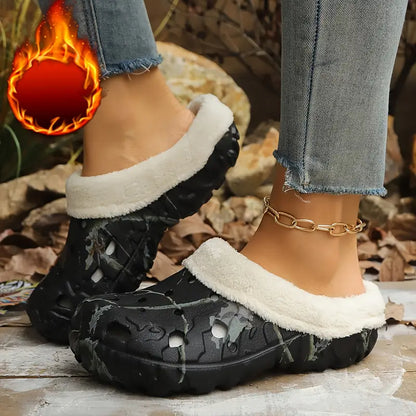 Warme Unisex-Winterslipper mit Tarnmuster und Plüschfutter – Ansicht 7