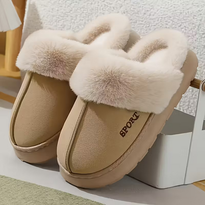 Warme Damen-Winterpantoffeln mit Plüschfutter – Ansicht 2