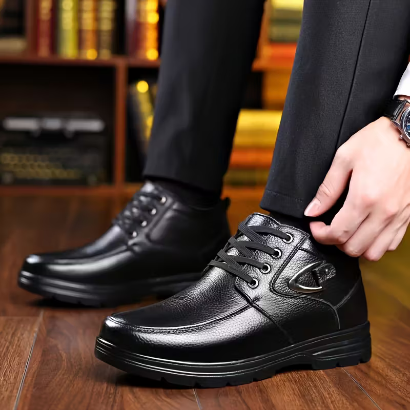 Herren-Winterschuhe aus Echtleder mit warmem Futter – Ansicht 10