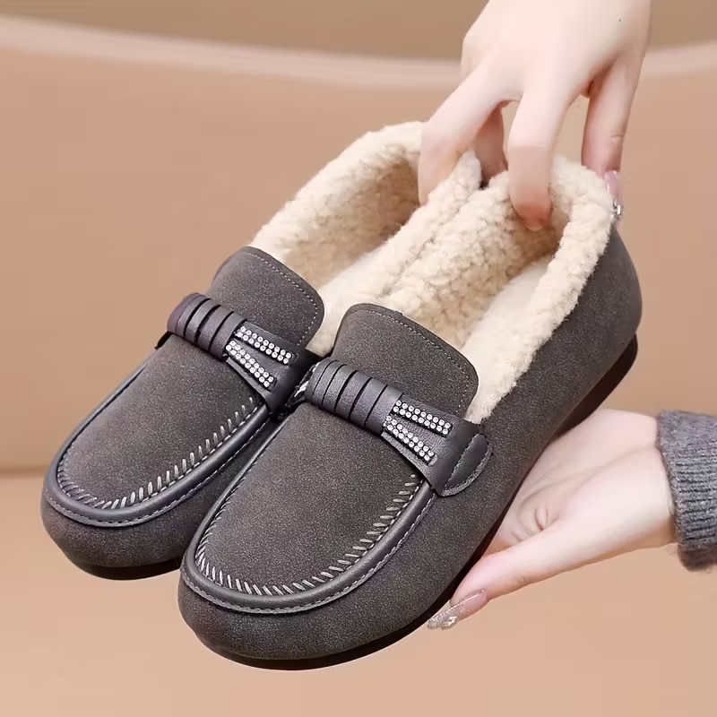 Damen-Winterschuhe mit Schleife und Strassdetails – Ansicht 3