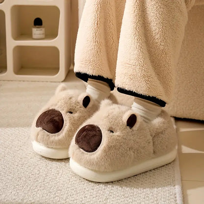 Niedliche warme Damen-Plüschpantoffeln mit Capybara-Motiv – Ansicht 5