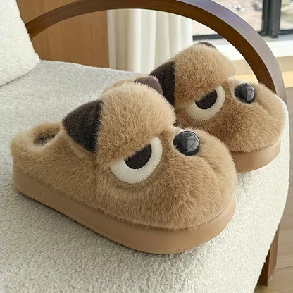 Warme Damen-Plüschpantoffeln mit Zwergspitz-Motiv – Ansicht 8