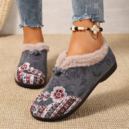 Warme Damen-Winterstiefeletten mit Blumenmuster – Ansicht 5