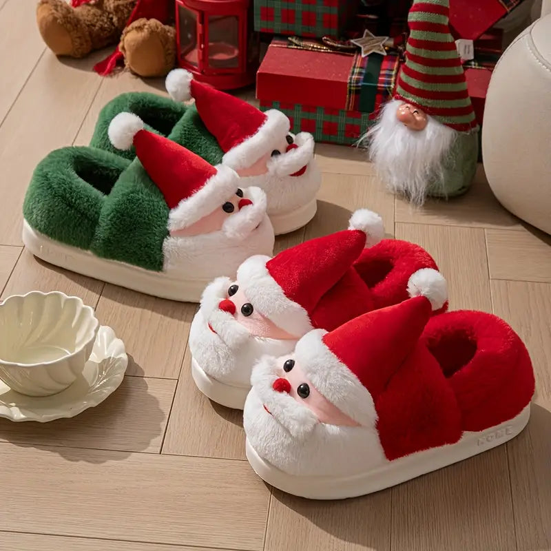 Festliche Damen-Hausschuhe mit Weihnachtsmann-Motiv – Ansicht 6