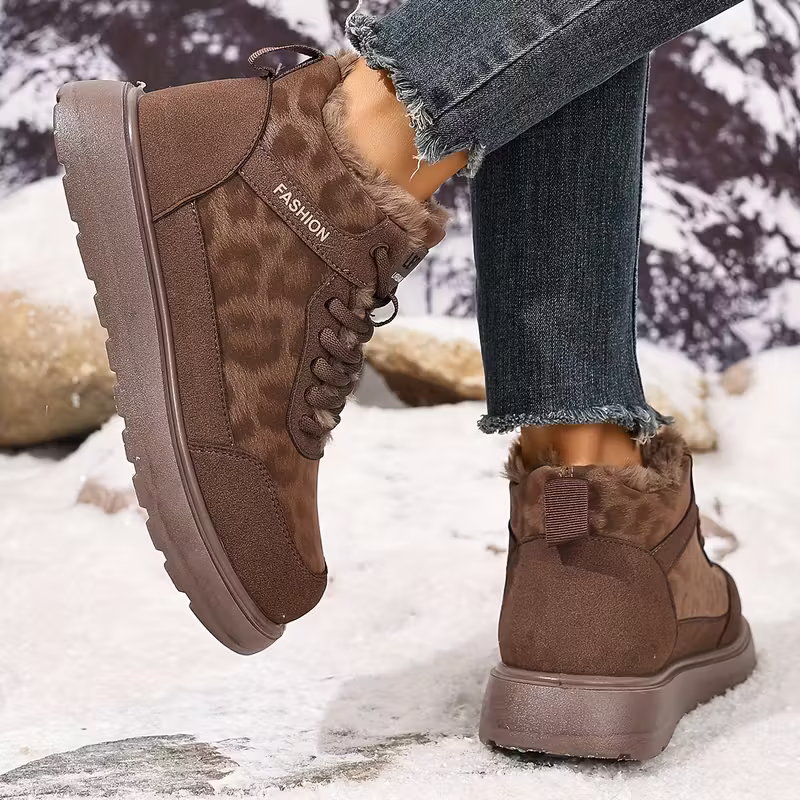 Gefütterte Damen-Stiefeletten mit Leopardenmuster – Ansicht 8