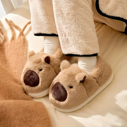Niedliche warme Damen-Plüschpantoffeln mit Capybara-Motiv – Ansicht 4