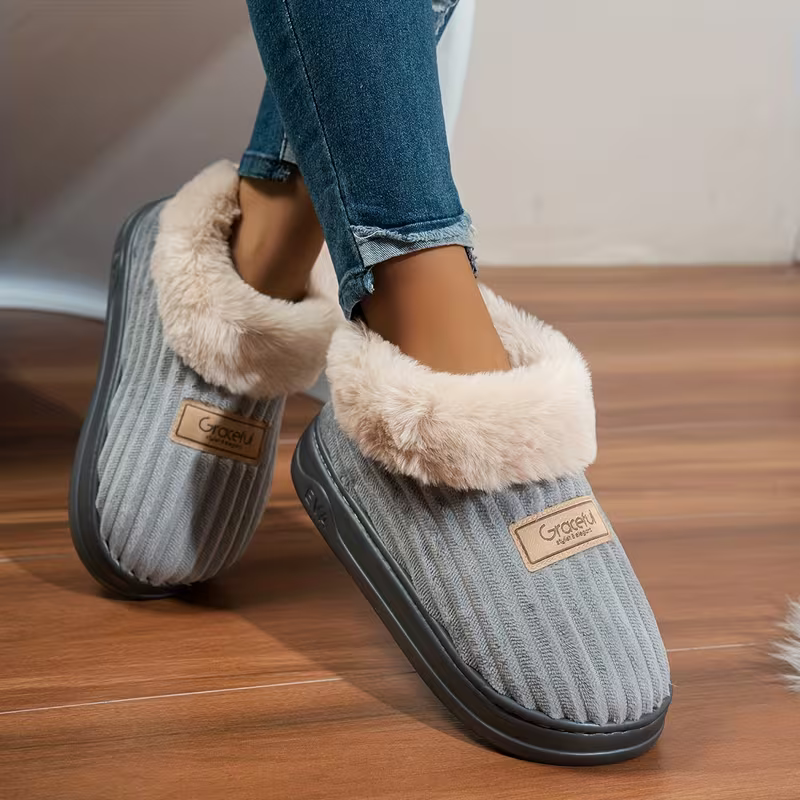 Weiche warme Damen-Pantoffeln mit dicker Sohle – Ansicht 8