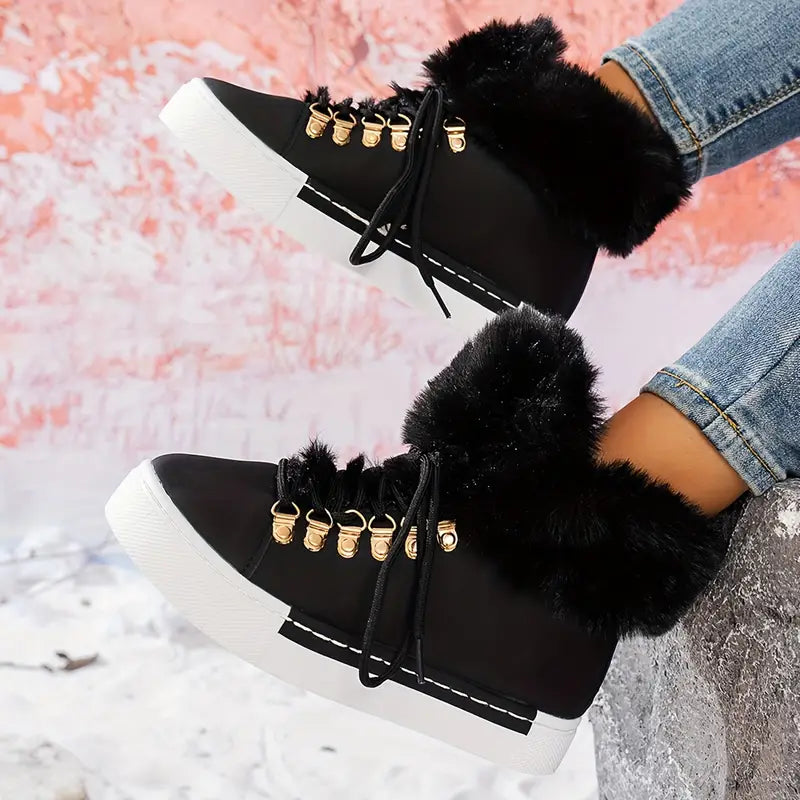 Warme Damen-Stiefeletten mit Keilsohle – Ansicht 9