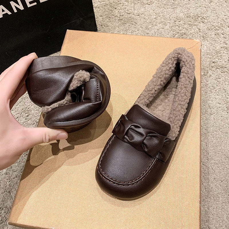 Bequeme warme flache Damen-Lederschuhe – Ansicht 9