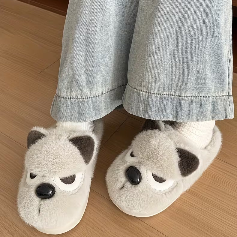 Warme Damen-Plüschpantoffeln mit Zwergspitz-Motiv – Ansicht 10