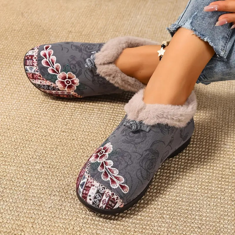 Warme Damen-Winterstiefeletten mit Blumenmuster – Ansicht 10
