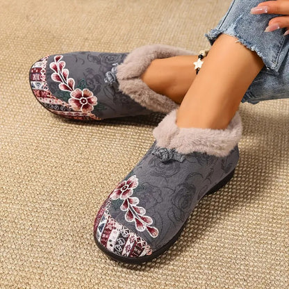 Warme Damen-Winterstiefeletten mit Blumenmuster – Ansicht 10