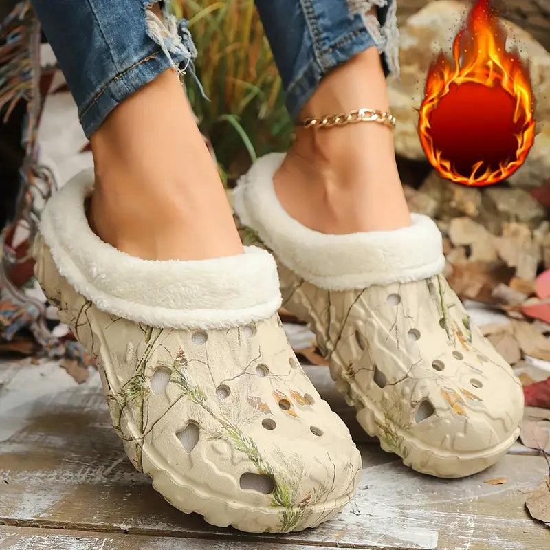 Warme Unisex-Winterslipper mit Tarnmuster und Plüschfutter – Ansicht 5