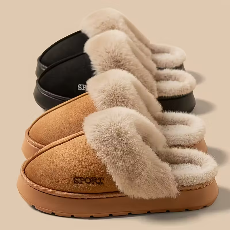 Warme Damen-Winterpantoffeln mit Plüschfutter – Ansicht 7
