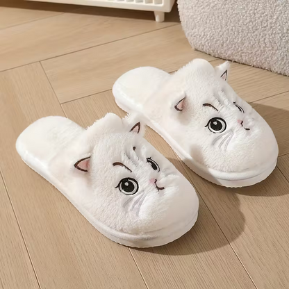 Warme Damen-Plüschhausschuhe mit Katzenmotiv – Ansicht 12
