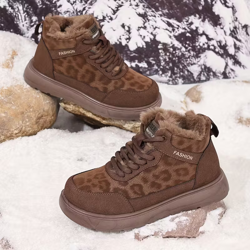 Gefütterte Damen-Stiefeletten mit Leopardenmuster – Ansicht 6