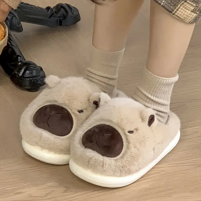 Niedliche warme Damen-Plüschpantoffeln mit Capybara-Motiv – Ansicht 11