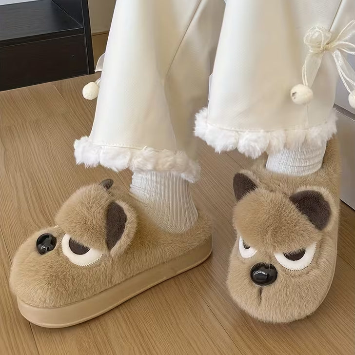 Warme Damen-Plüschpantoffeln mit Zwergspitz-Motiv – Ansicht 6