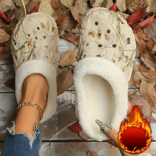 Warme Unisex-Winterslipper mit Tarnmuster und Plüschfutter – Ansicht 1