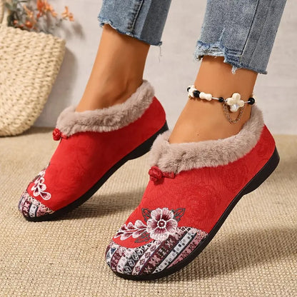 Warme Damen-Winterstiefeletten mit Blumenmuster – Ansicht 6