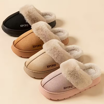 Warme Damen-Winterpantoffeln mit Plüschfutter – Ansicht 1