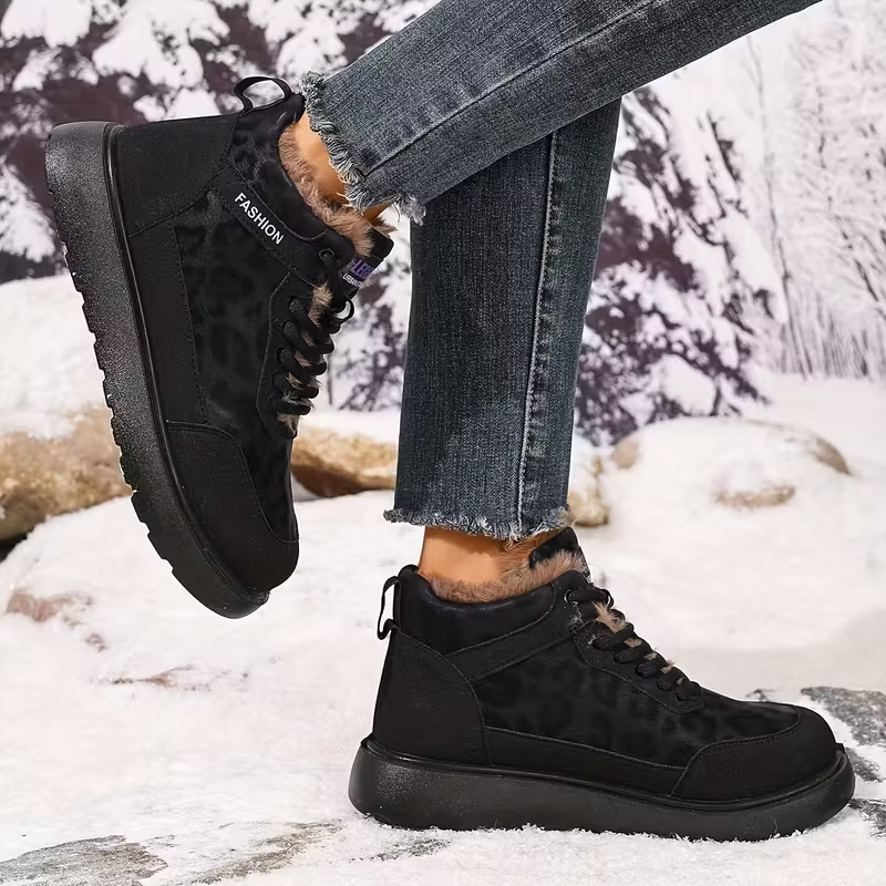 Gefütterte Damen-Stiefeletten mit Leopardenmuster – Ansicht 12