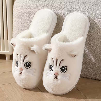 Warme Damen-Plüschhausschuhe mit Katzenmotiv – Ansicht 6