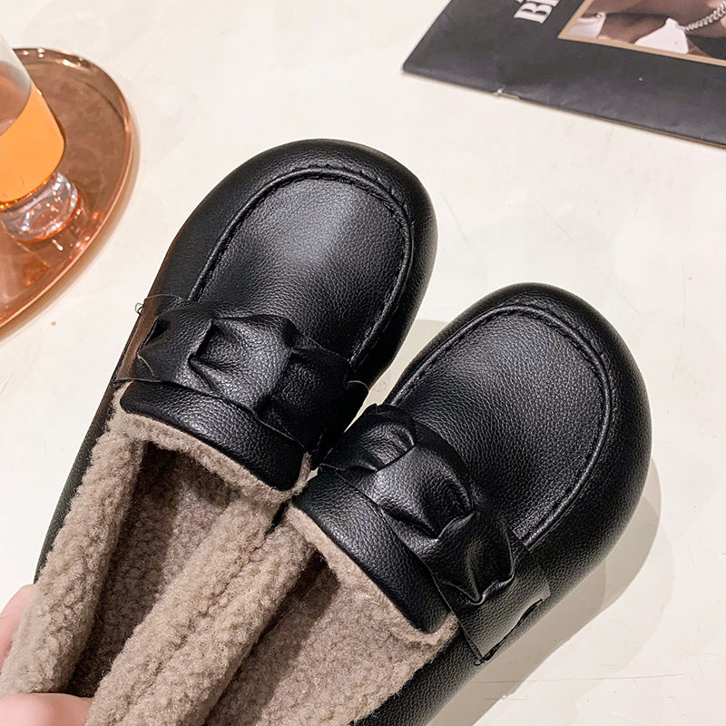 Bequeme warme flache Damen-Lederschuhe – Ansicht 10