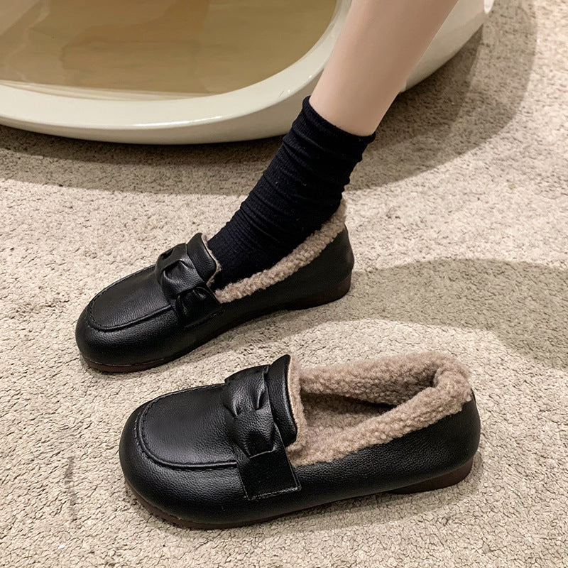 Bequeme warme flache Damen-Lederschuhe – Ansicht 6