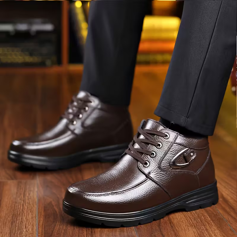 Herren-Winterschuhe aus Echtleder mit warmem Futter – Ansicht 14