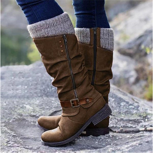 Hohe Damen-Lederstiefel im Vintage-Stil mit Reißverschluss – Ansicht 5