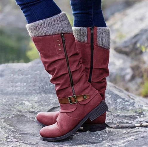 Hohe Damen-Lederstiefel im Vintage-Stil mit Reißverschluss – Ansicht 3